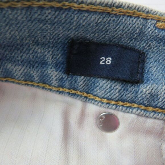 GAP Denim Skirt Women's Size 28 Raw Hem Light Wash Blue Mid Length - Picture 4 of 9